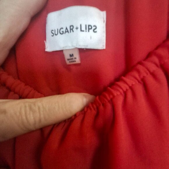 Christmas Red Sugar Lips Off the Shoulder Jumpsuit Med - Picture 4 of 4